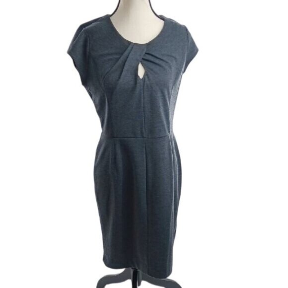 Banana Republic Dress Gray Knee Length Shift Short Sleeve Stretch Womens Size 6 - Picture 1 of 7